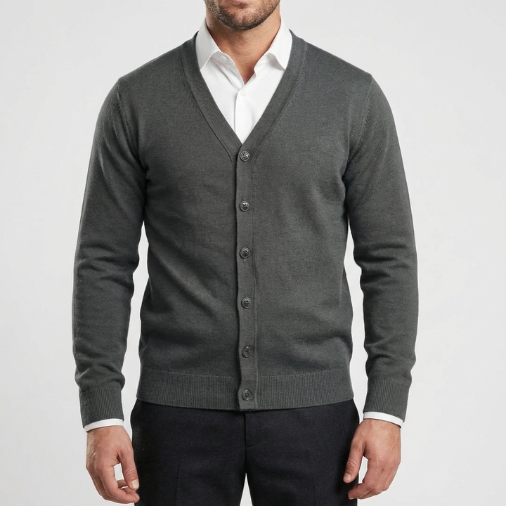 Knapp-fram V-hals Cardigan för Män