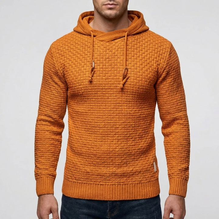 Pullover Hoodie Jacka för Män Med Vaffeltextur