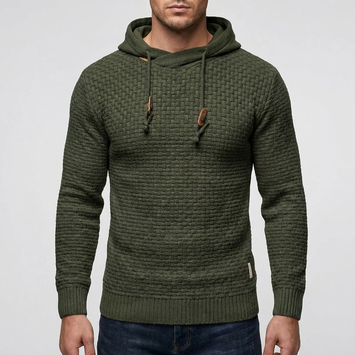 Pullover Hoodie Jacka för Män Med Vaffeltextur