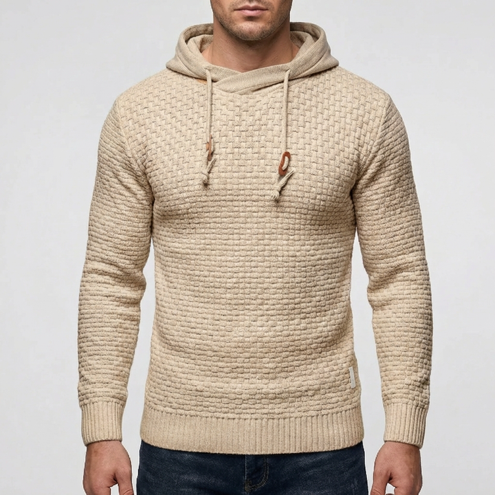 Pullover Hoodie Jacka för Män Med Vaffeltextur