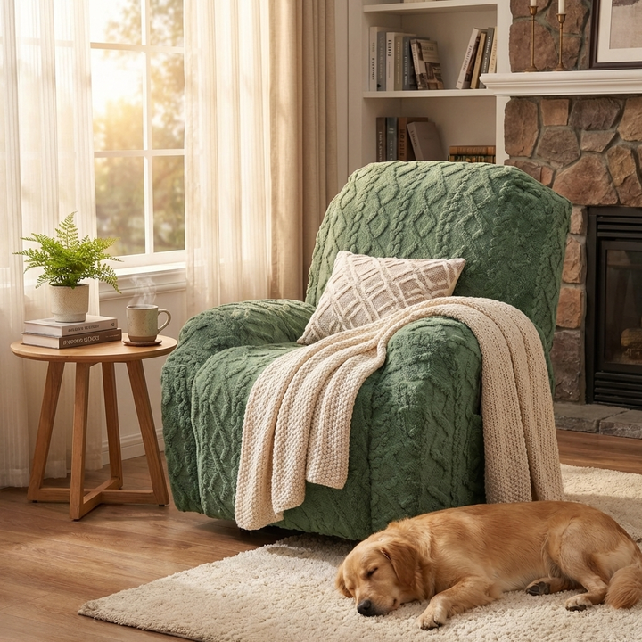 Mjukt, Icke-Glidande Vinter Plush Recliner Sofföverdrag