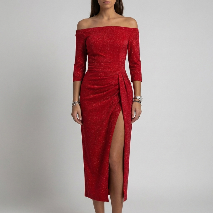 Off-Shoulder Bodycon Midi Klänning