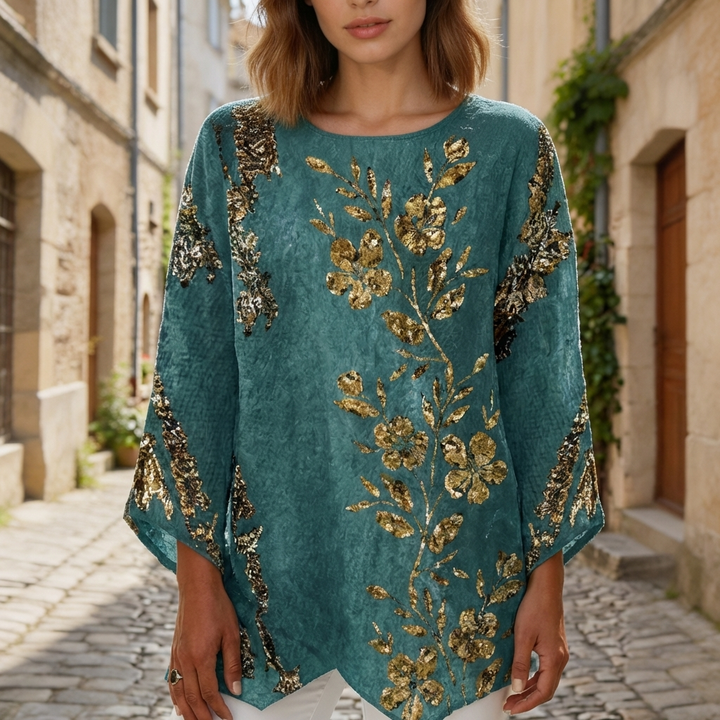 Långärmad blommig blus