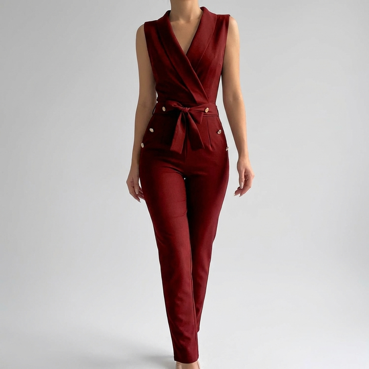 Ärmlös V-ringad Jumpsuit för Kvinnor