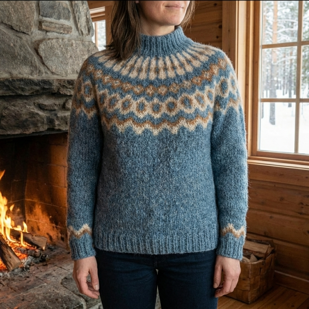 Nordisk Fair Isle Mönstrad Pullover Tröja för Kvinnor