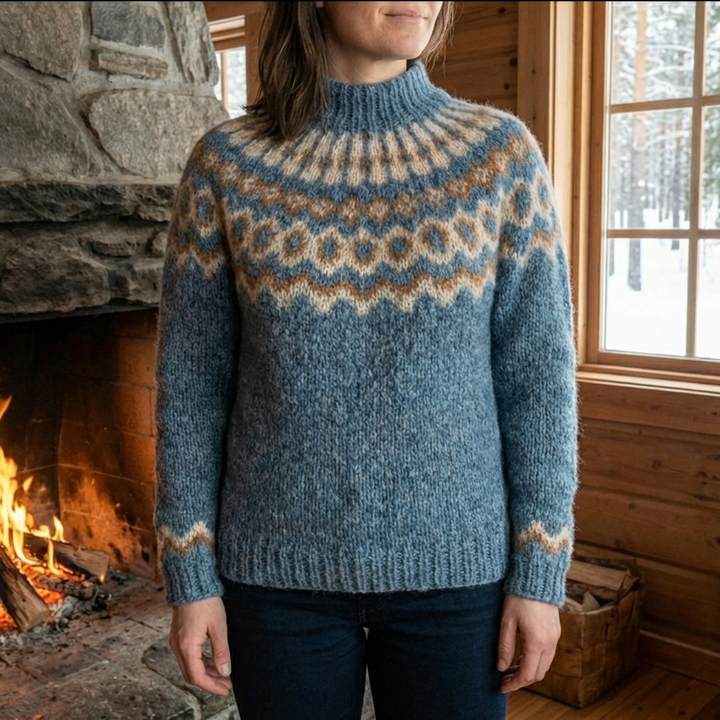 Nordisk Fair Isle Mönstrad Pullover Tröja för Kvinnor