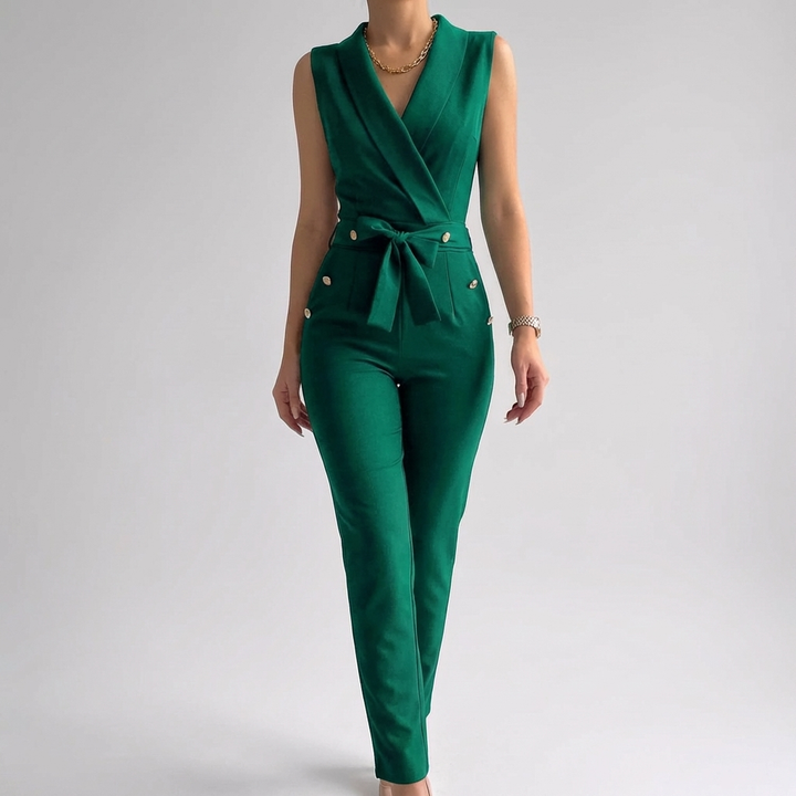 Ärmlös V-ringad Jumpsuit för Kvinnor