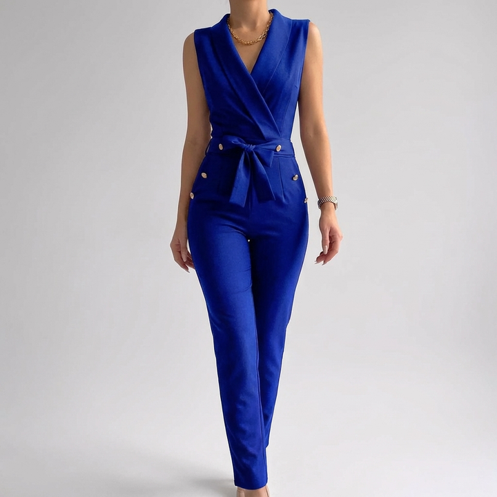 Ärmlös V-ringad Jumpsuit för Kvinnor