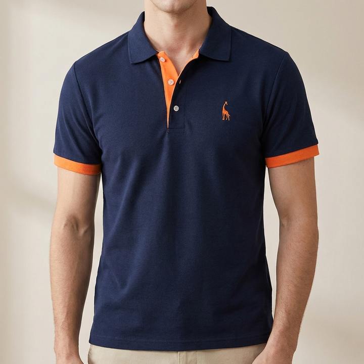 Bomull Stand Collar Polo Skjorta för Män