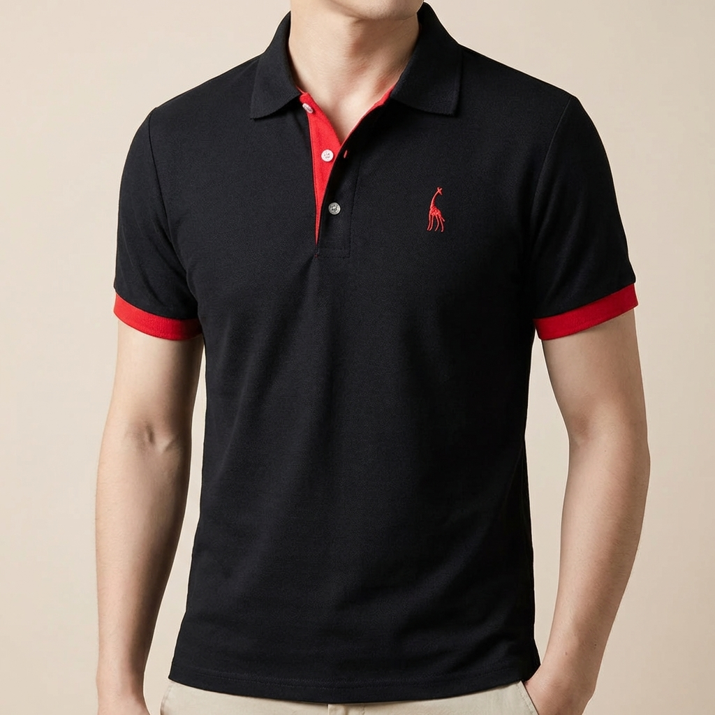 Bomull Stand Collar Polo Skjorta för Män