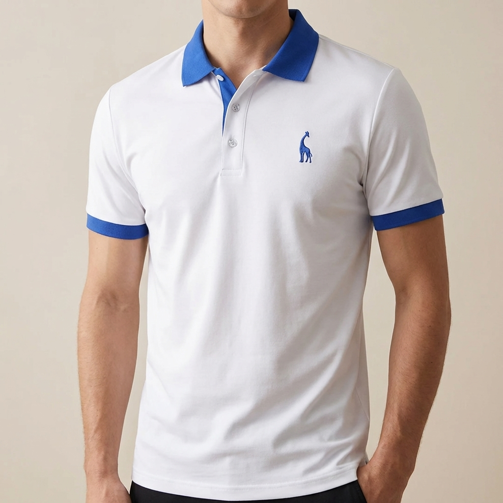 Bomull Stand Collar Polo Skjorta för Män