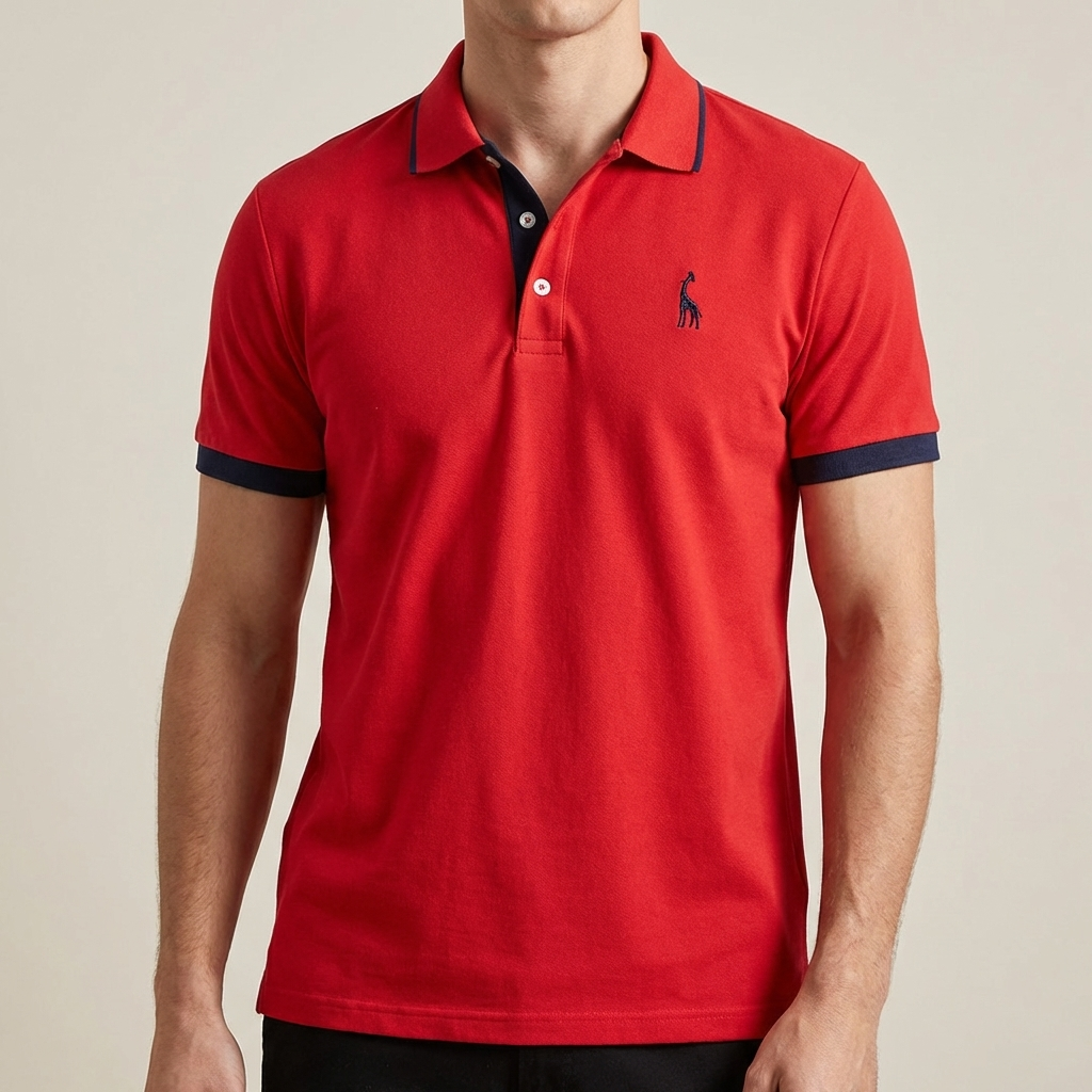 Bomull Stand Collar Polo Skjorta för Män