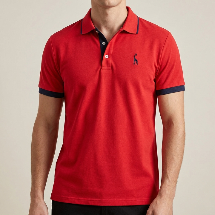 Bomull Stand Collar Polo Skjorta för Män