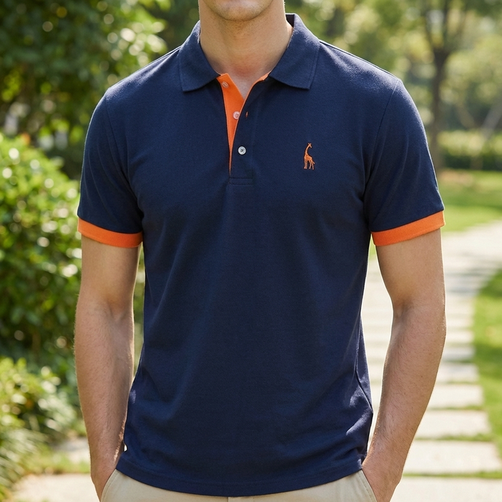 Bomull Stand Collar Polo Skjorta för Män