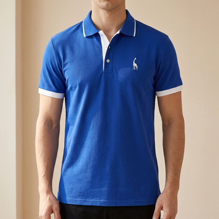 Bomull Stand Collar Polo Skjorta för Män