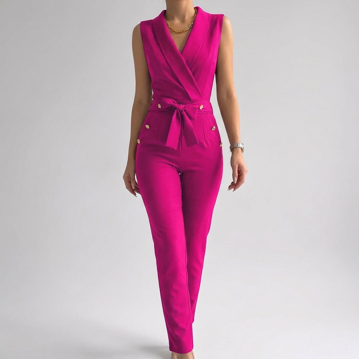 Ärmlös V-ringad Jumpsuit för Kvinnor