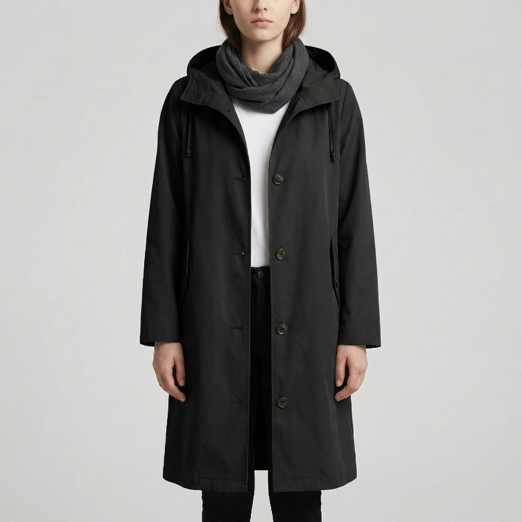 Oversized Hooded Kvinnors Regnjacka