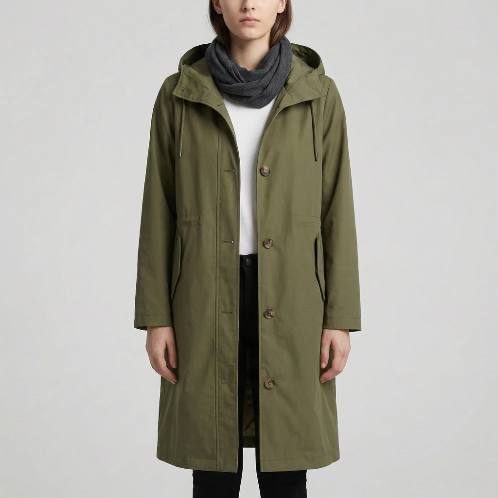 Oversized Hooded Kvinnors Regnjacka