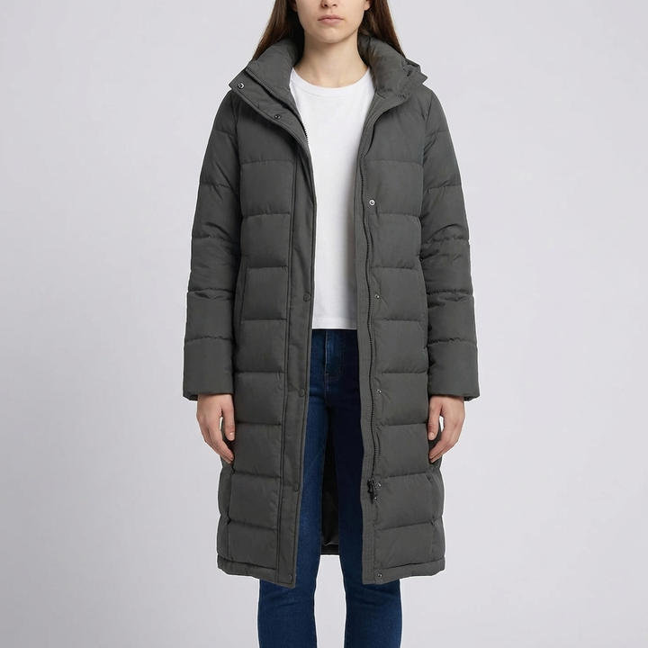 Kviltad Hooded Lång Vinterjacka