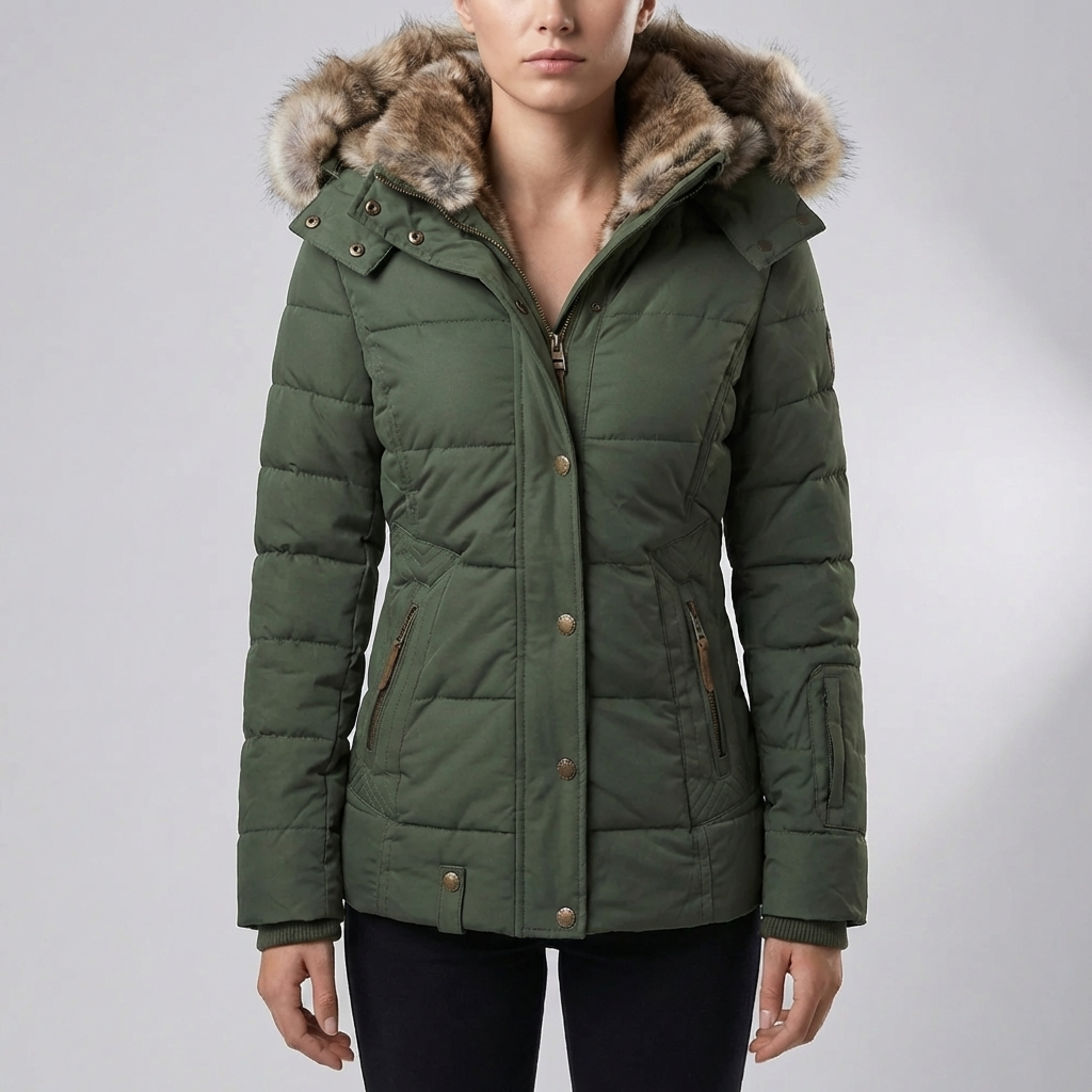 Slim Fit Kviltad Huva Parka