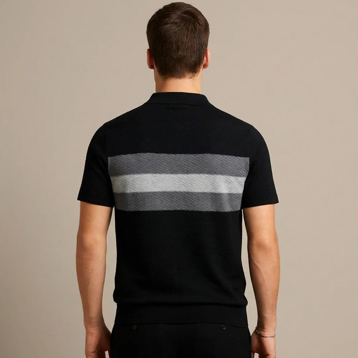 Randig stickad design polo skjorta för män