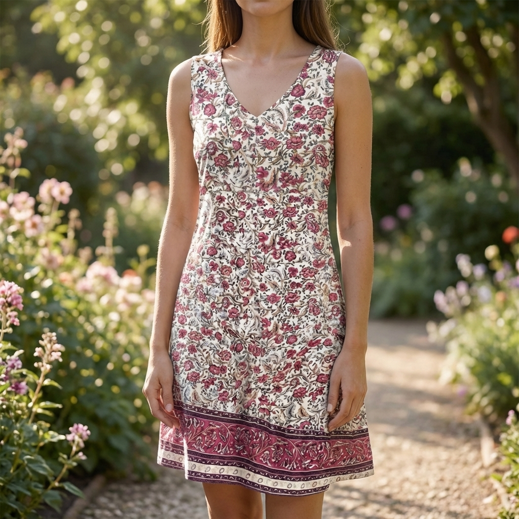 Ärmlös blommig mini-klänning