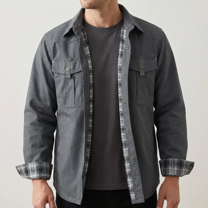 Vintage Flanell Rutig Jacka för Män