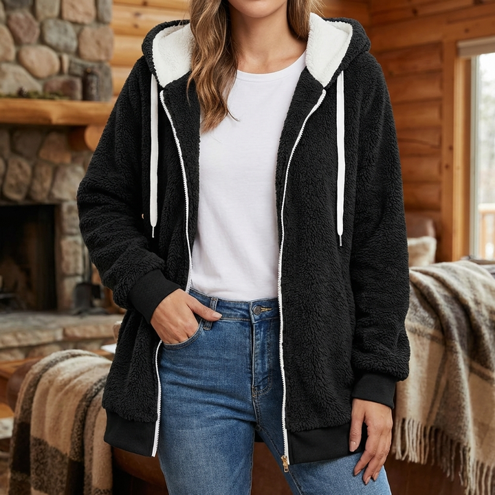 Plush Hooded Jacket för kvinnor