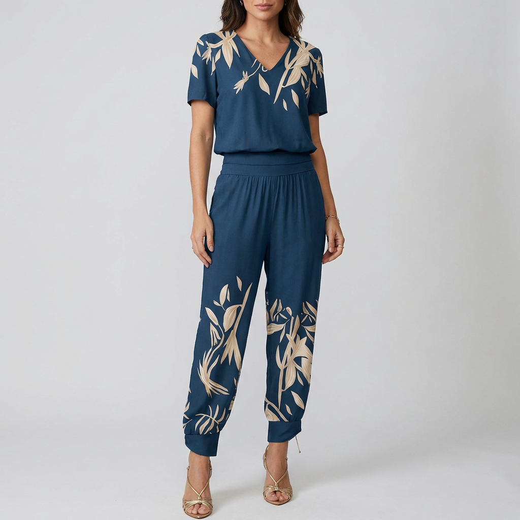 Stilren tryckt chic jumpsuit för kvinnor
