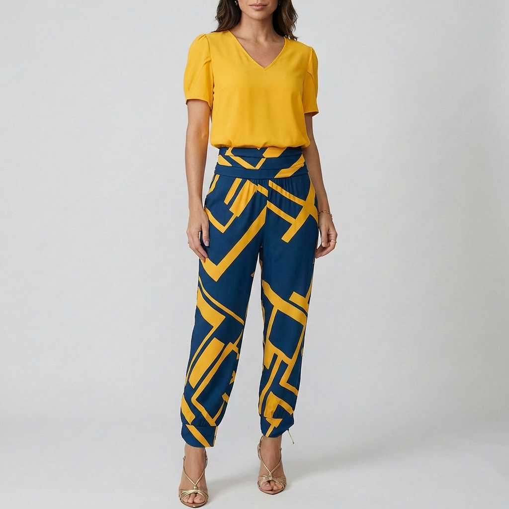 Stilren tryckt chic jumpsuit för kvinnor