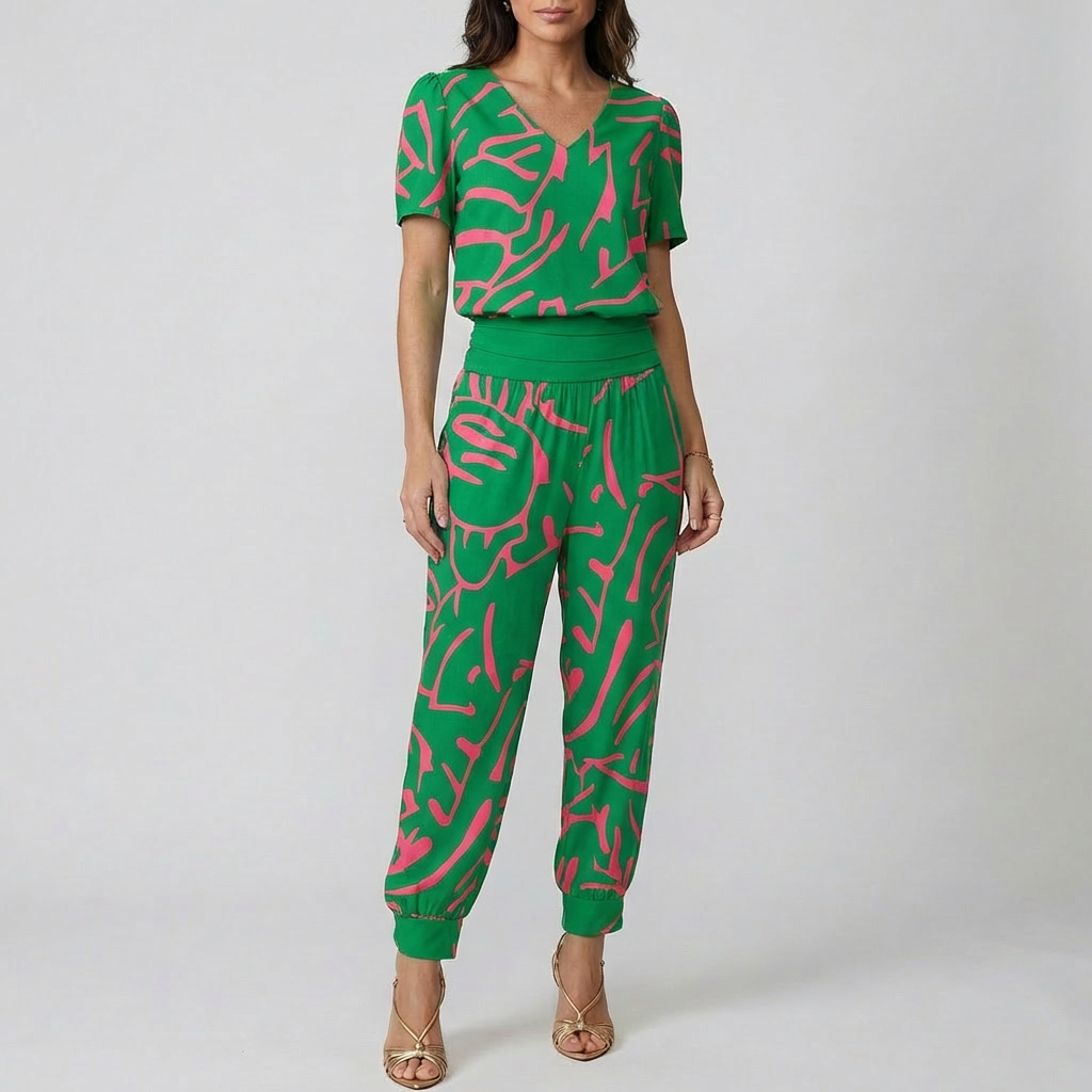 Stilren tryckt chic jumpsuit för kvinnor