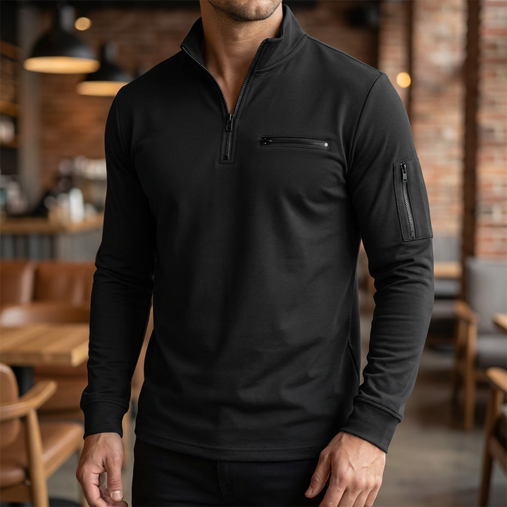 Vår Bröstficka Zip-Up Tröja för Män