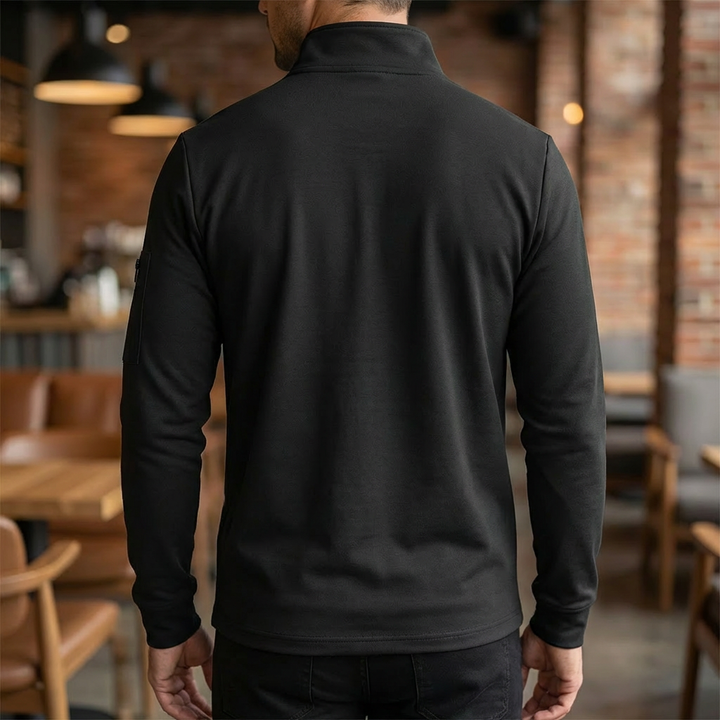 Vår Bröstficka Zip-Up Tröja för Män