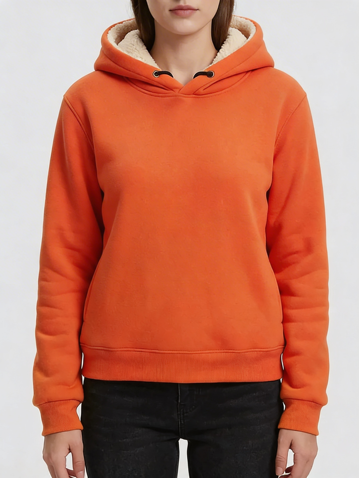 Fleece-Fodrad Pullover Hoodie För Kvinnor
