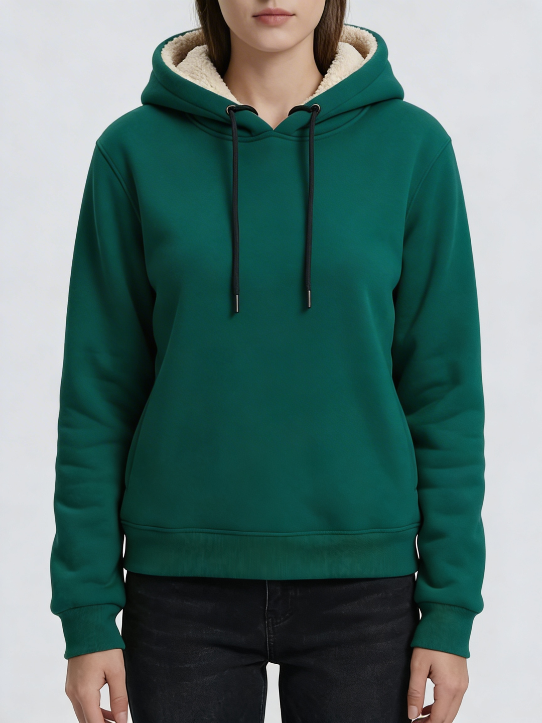 Fleece-Fodrad Pullover Hoodie För Kvinnor