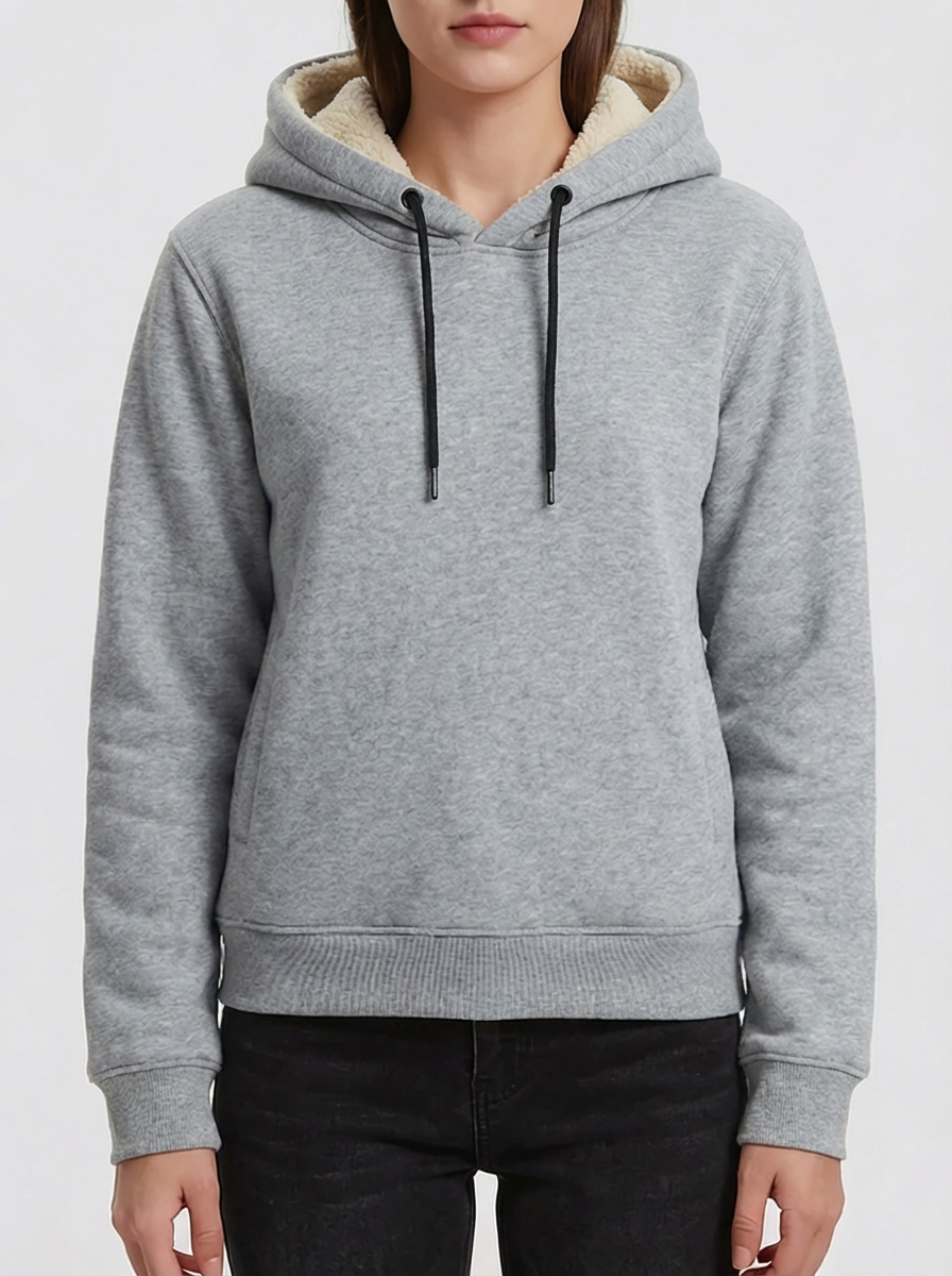 Fleece-Fodrad Pullover Hoodie För Kvinnor