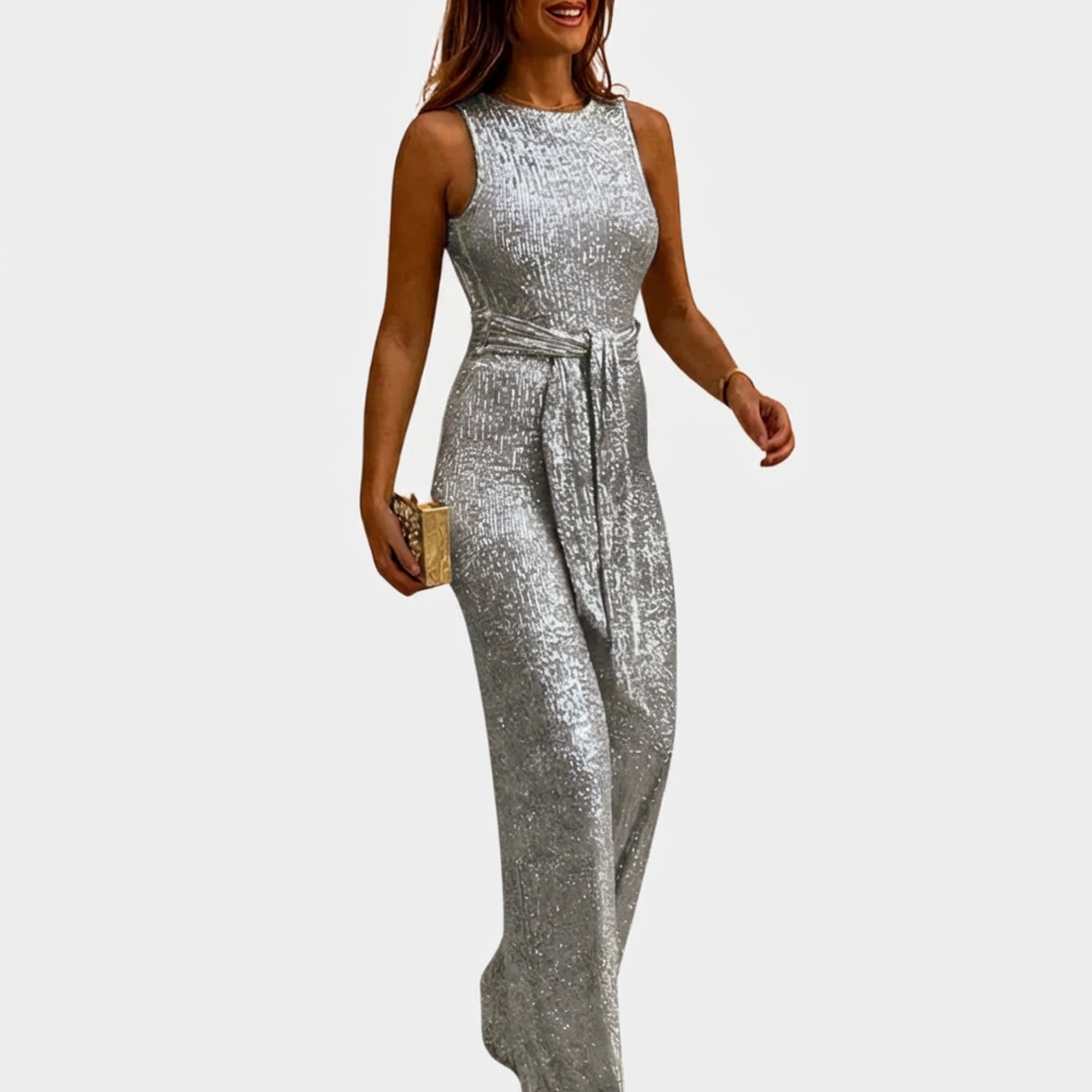 Paljetter Midjeband Jumpsuit för Kvinnor