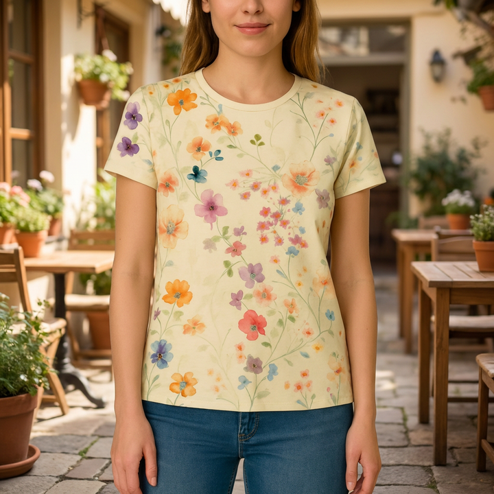 Blommig T-shirt för kvinnor