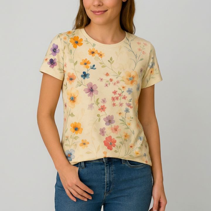 Blommig T-shirt för kvinnor