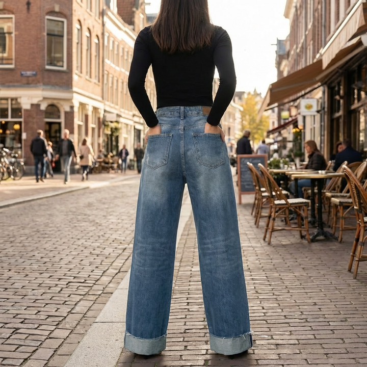 Komfortabla Högmidjade Jeansbyxor