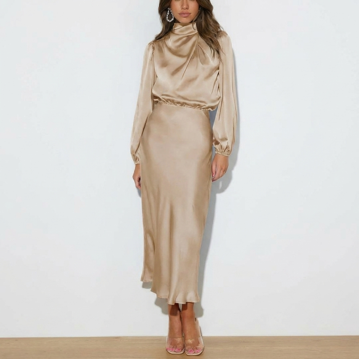 Elegant Satin Kvällsklänning för Kvinnor