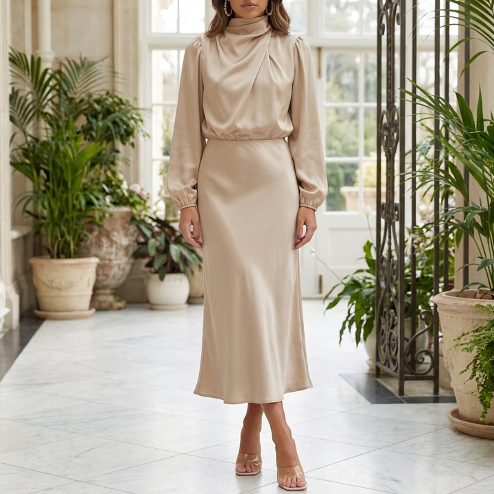 Elegant Satin Kvällsklänning för Kvinnor