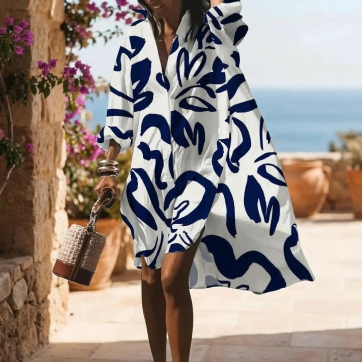 Kvinnors Oversized Sommarklänning med Boho Mönster