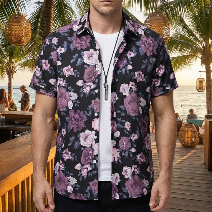 3D Blomtryck Hawaiian Skjorta för Män