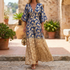 V-Hals Backless Jumpsuit med Gradient Print för Kvinnor