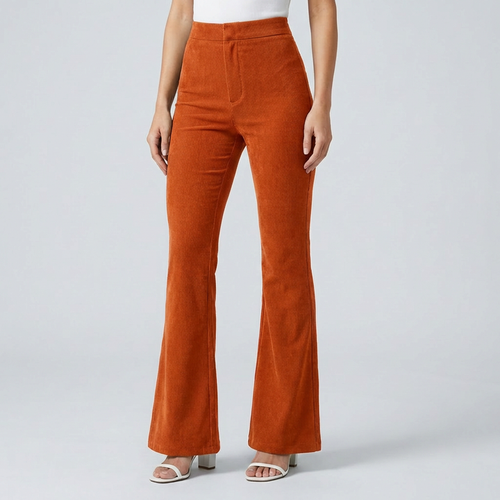Trendy Velour Flared Byxor för Kvinnor