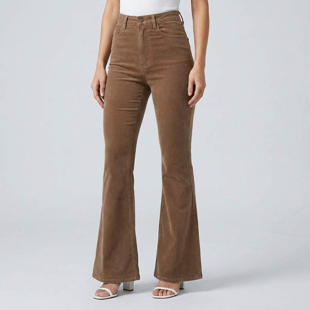 Trendy Velour Flared Byxor för Kvinnor