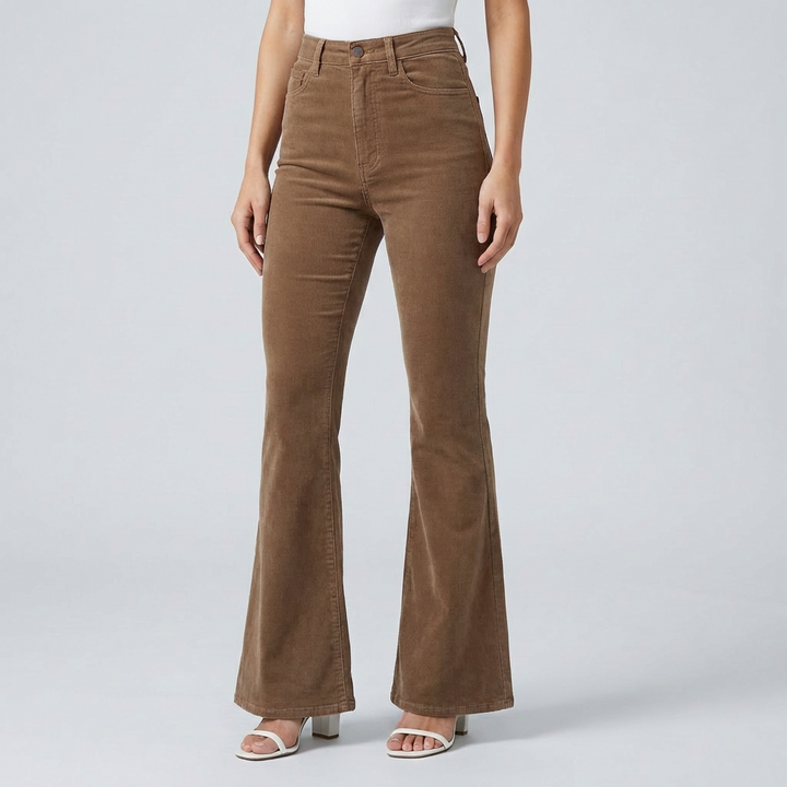 Trendy Velour Flared Byxor för Kvinnor