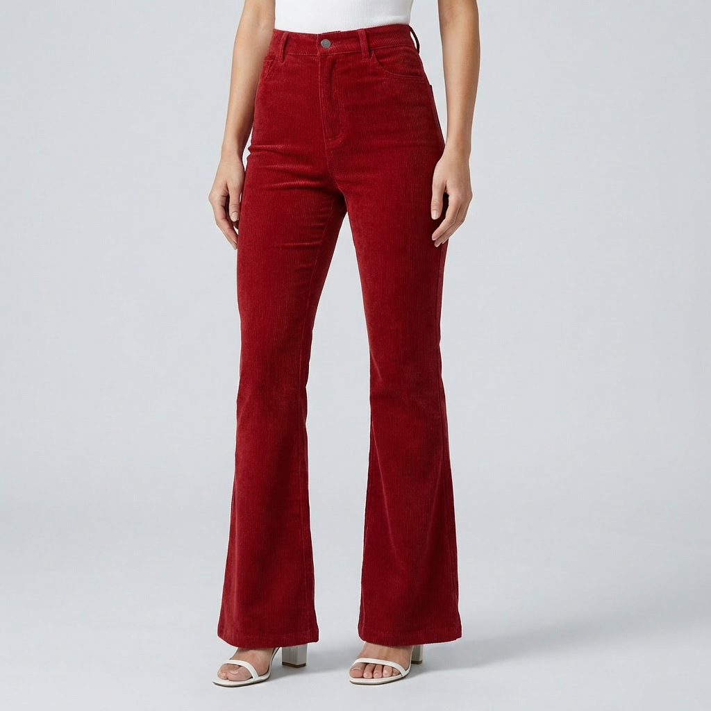 Trendy Velour Flared Byxor för Kvinnor