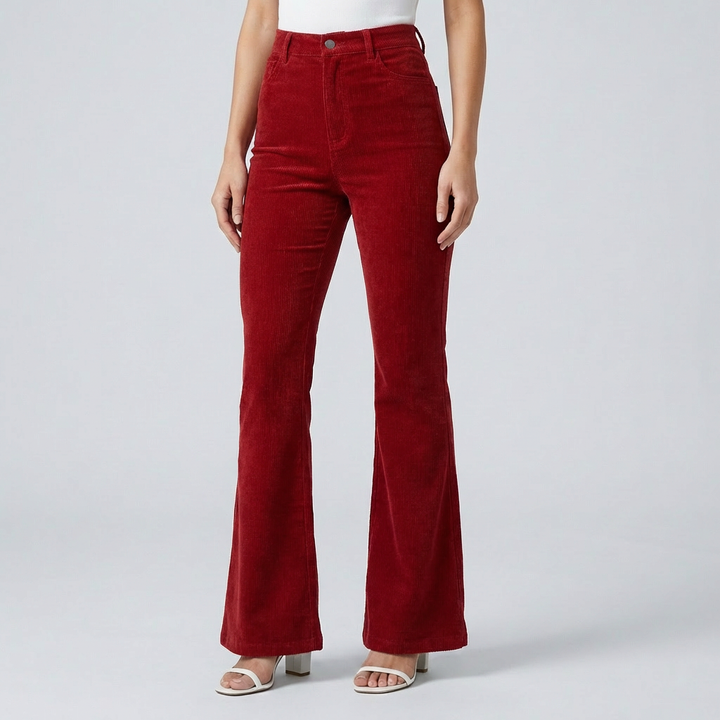 Trendy Velour Flared Byxor för Kvinnor